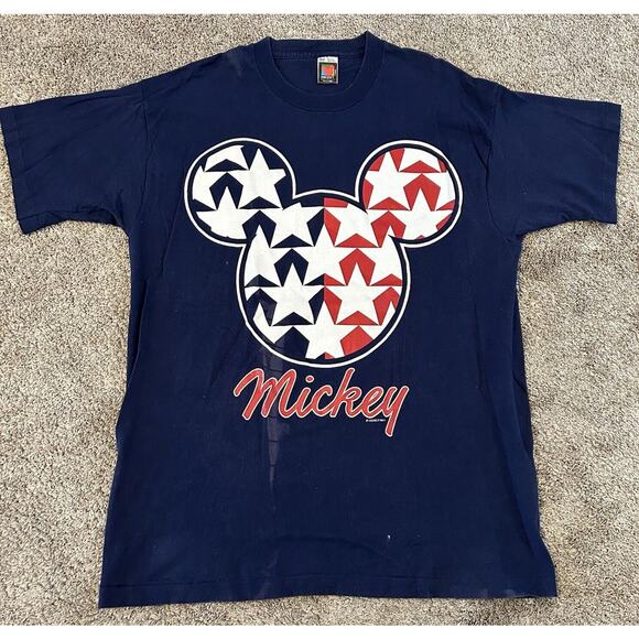 Vintage 90s Disney Mickey Mouse USA Big Graphic T Shirt Single Stitch 2XL - Picture 1 of 8